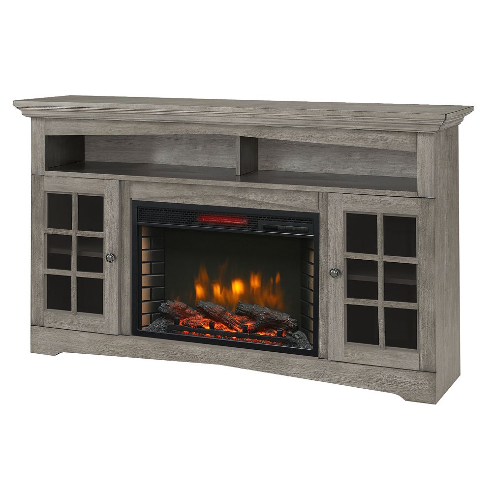 Muskoka Huntley 59 In Media Electric Fireplace In Grey The Home Depot Canada