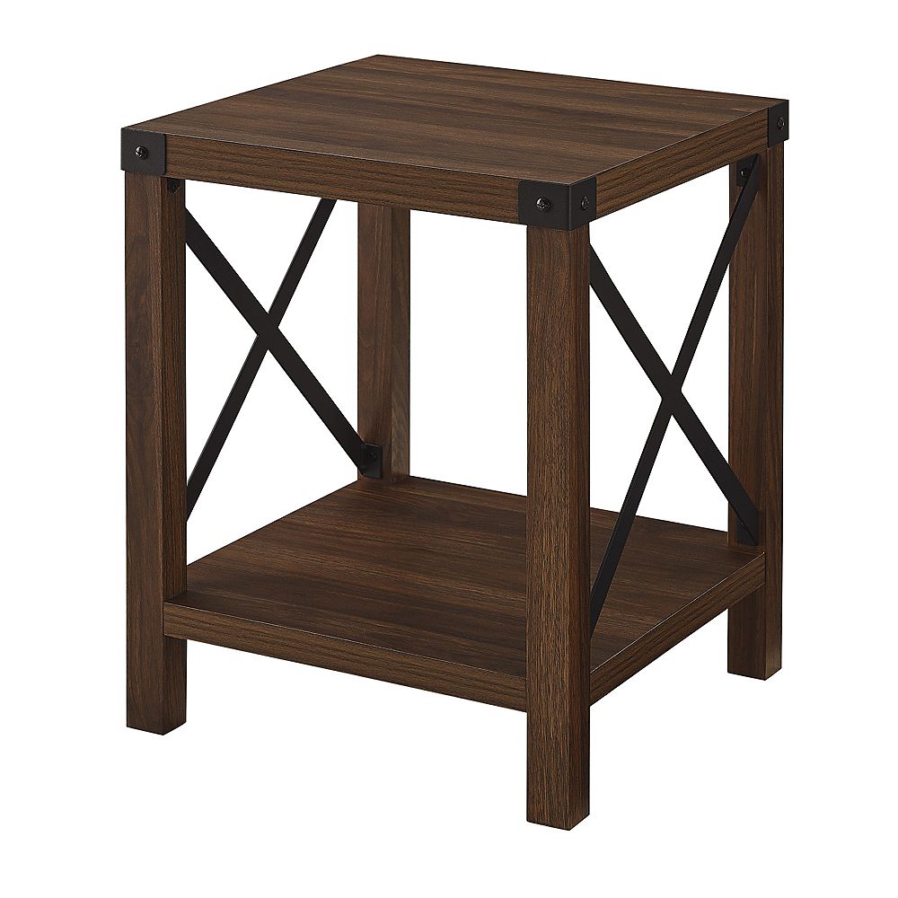 Rustic Wood Side Table - Dark Walnut Rustic Wood Side Table - Dark Walnut