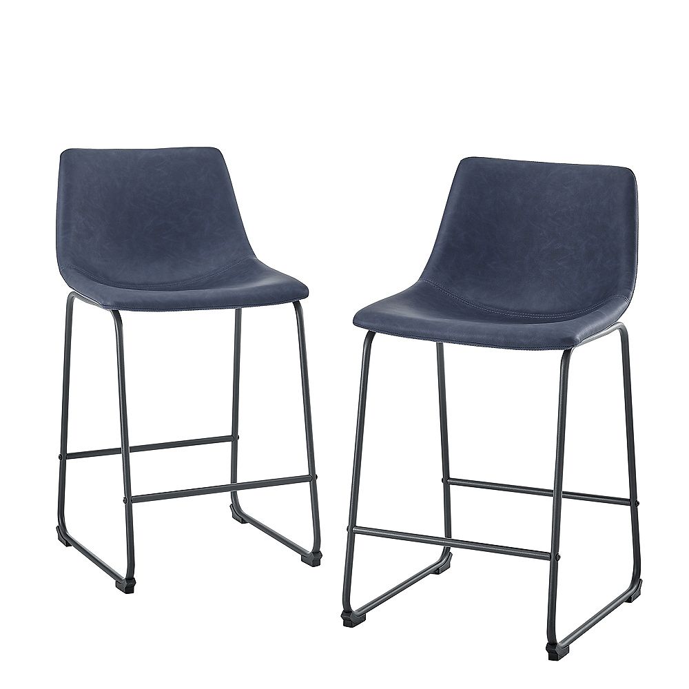 Welwick Designs 24 Inch Navy Blue Faux, Leather Counter Stools Canada