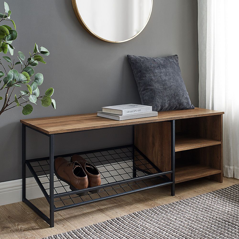 Welwick Designs Banc Dentree Industriel Avec Rangement Pour Chaussures Home Depot Canada