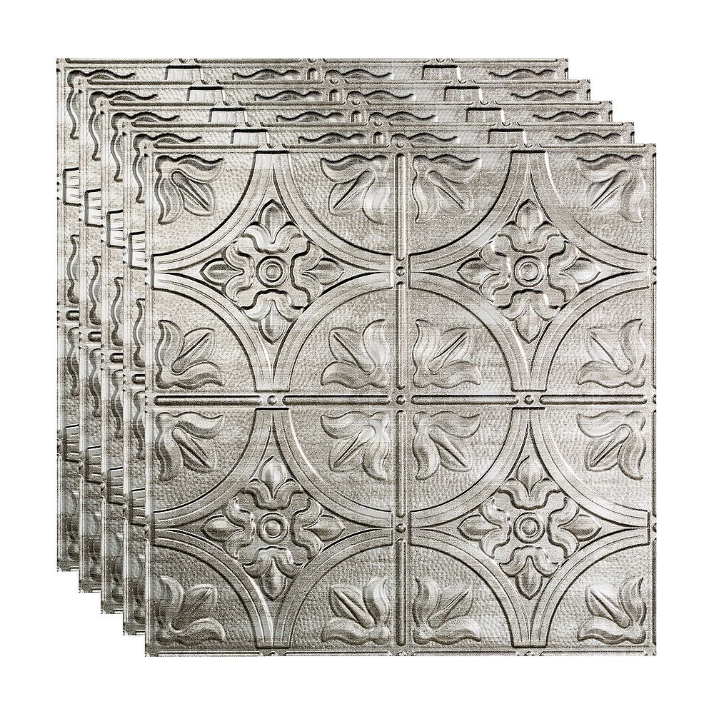 Fasade Traditional 2, 2x2 Lay In Ceiling Tile, Cross Hatch Silver