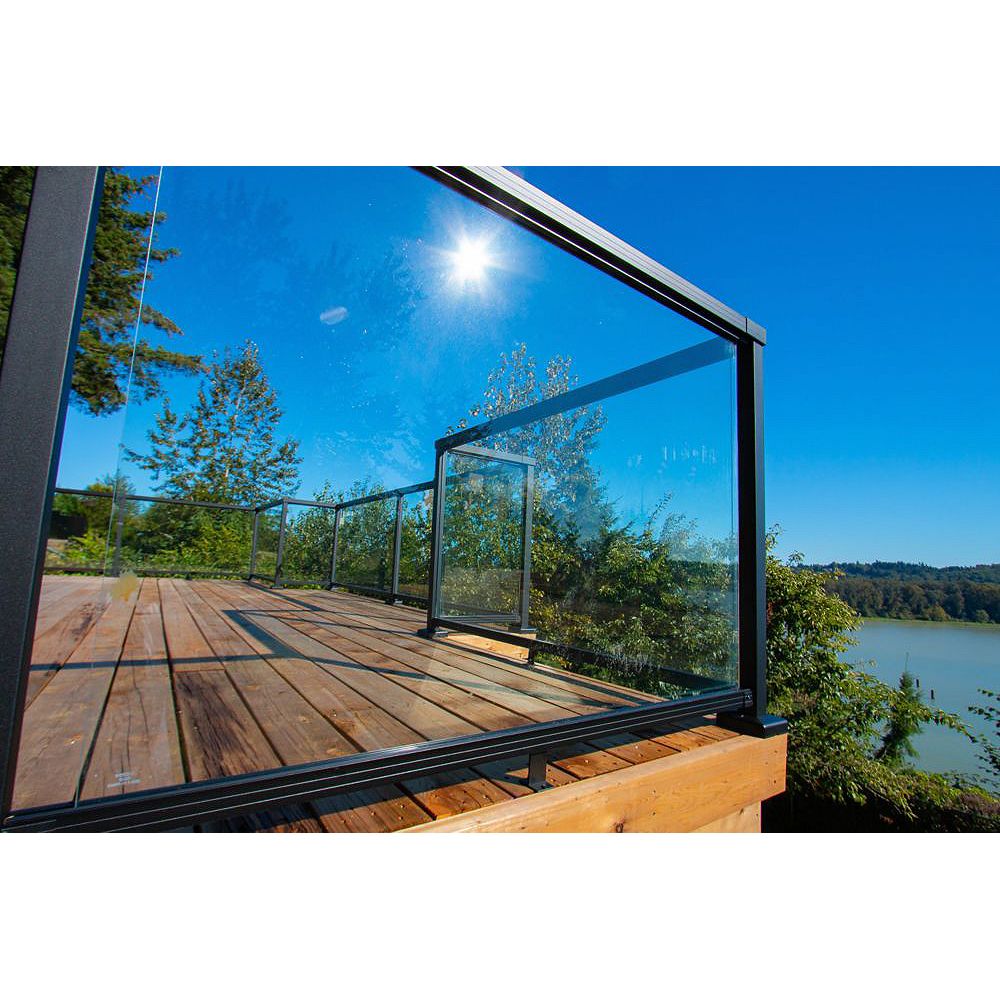 Peak Railblazers Aluminum Deck Railing 60 Inch Tempered Glass Panel The Home Depot Canada