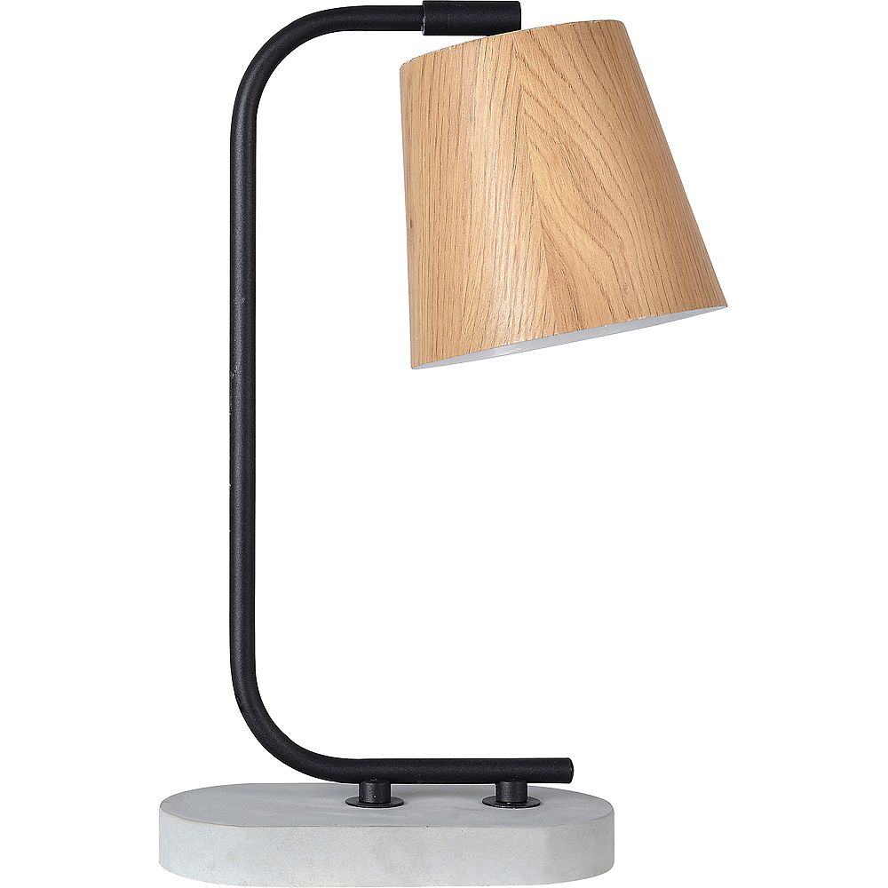 Notre Dame Design Champion 15 Inch Table Lamp With Wood Veneer Shade The Home Depot Canada