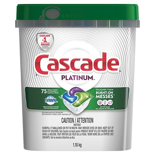 Cascade Platinum Dishwasher Detergent ActionPacs, Fresh Scent, 75 count