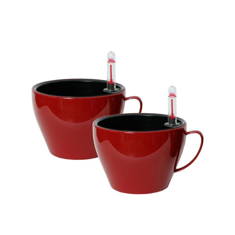 Landscape Basics Modena Planter, 5.5In. Coffee Cup Planter, Glossy Red