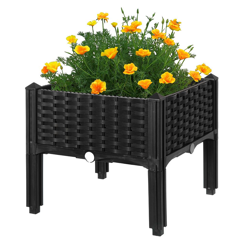 Gardenised Rattan Raised Garden Bed Flower Planter The