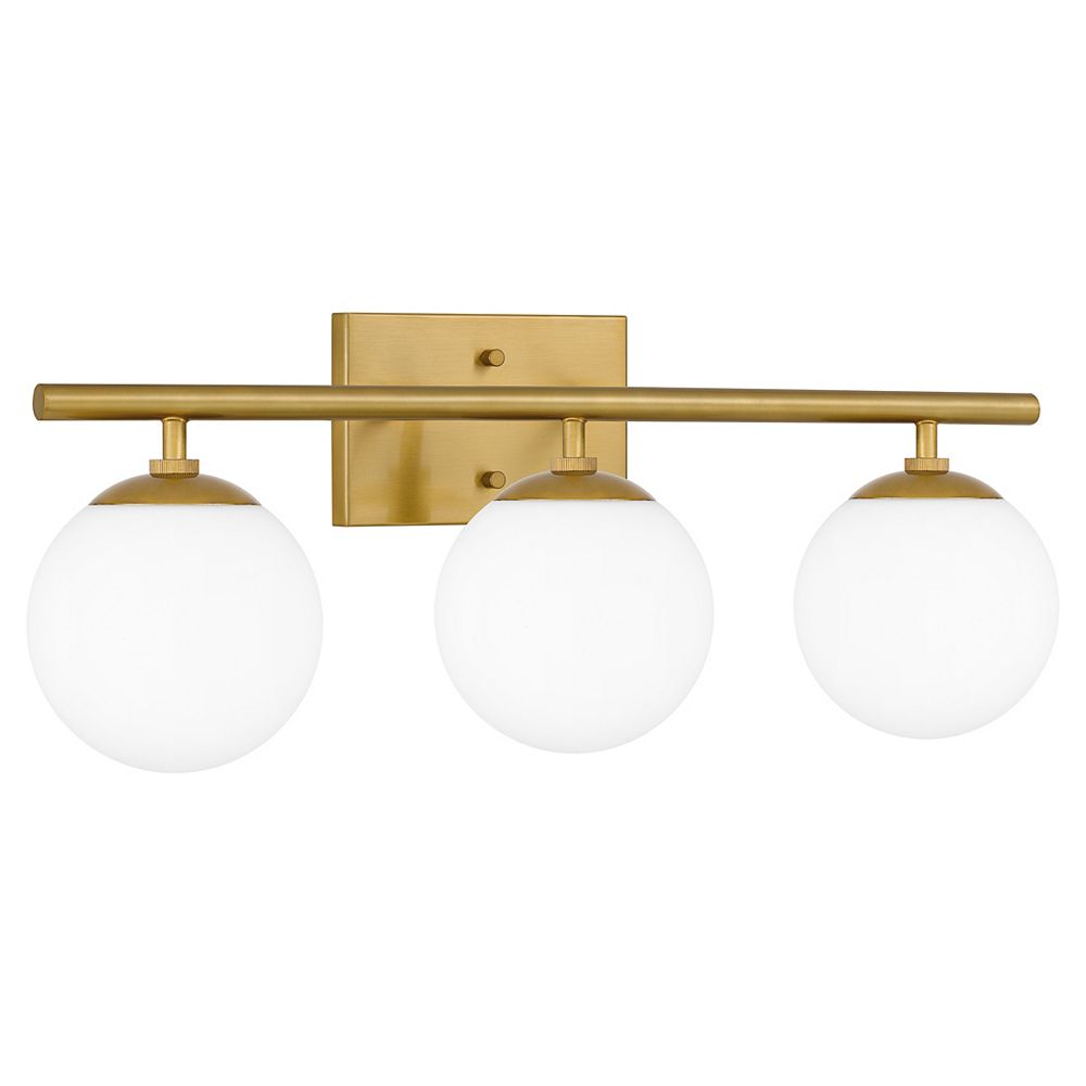 Hampton Bay 3Light Brushed Gold Vanity Light with Etched Opal Glass