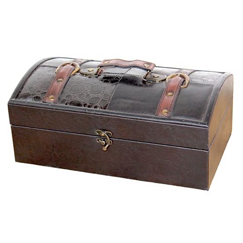 Vintiquewise "Leather Trunk, Designer Treasure Chest (Royal,"