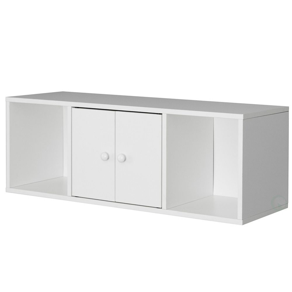 Basicwise Wall Mounted Computer Floating Hutch, White The Home Depot Canada