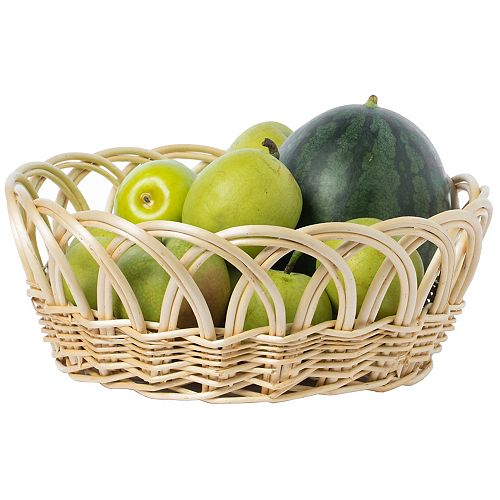 16- Inch Decorative Round Fruit Bowl Bread Basket Serving Tray, Large