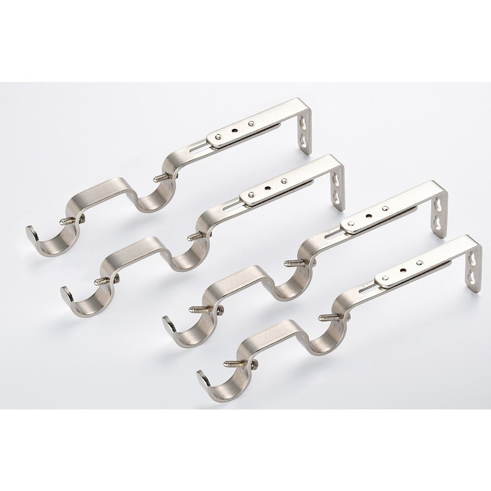 Lumi (1 & 3/4) Extendable Double Curtain Rod Brackets (4 pcs.) Brushed