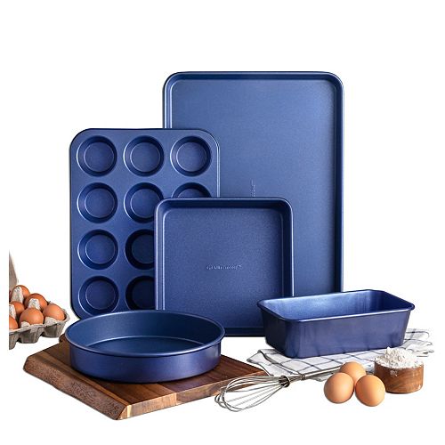 Granite Stone Diamond Classic Blue Pro 0.8MM Gauge Diamond and Mineral Infused Nonstick 5-Pc. Bakeware Set