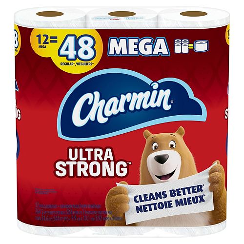 Ultra Strong Toilet Paper, 12 Mega Rolls = 48 Regular Rolls, 12 Count