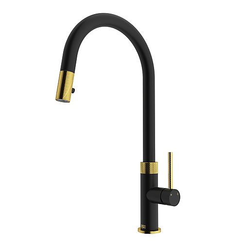 Bristol Single-Handle Pull-Down Sprayer Kitchen Faucet in Matte Gold/Matte Black