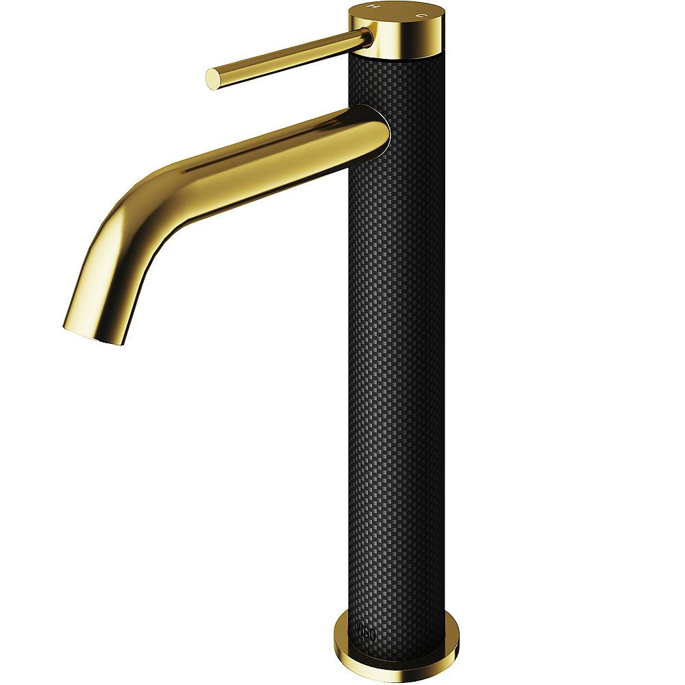 VIGO Lexington cFiber Single Hole SingleHandle Vessel Bathroom Faucet in Matte Gold/Matte