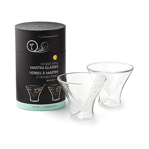 Double Wall Stemless Martini Glasses, Set of 2