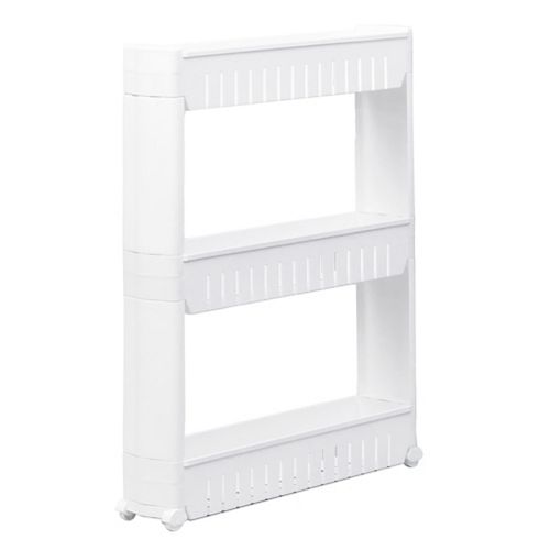 Plastic Storage Cabinet Organizer 3 Shelf Cart Rack Tower with Wheels