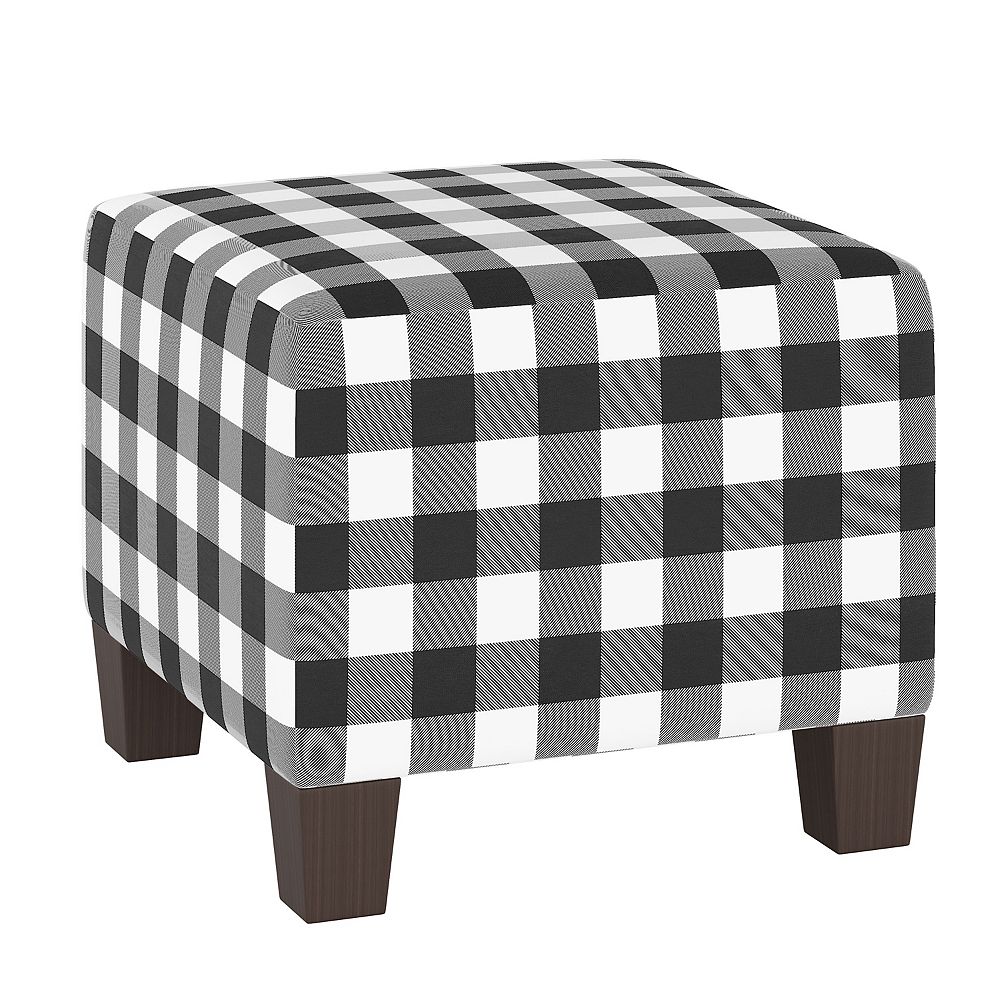 Skyline Furniture Wright Ottoman in Classic Gingham Black | The Home ...
