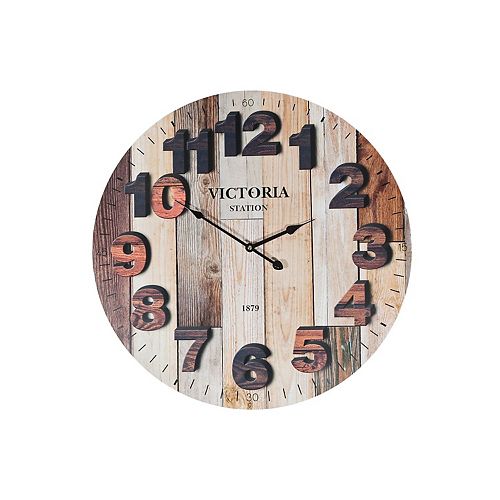 Round Mdf Wall Clock (Faux Wood Print) (23" Dia)