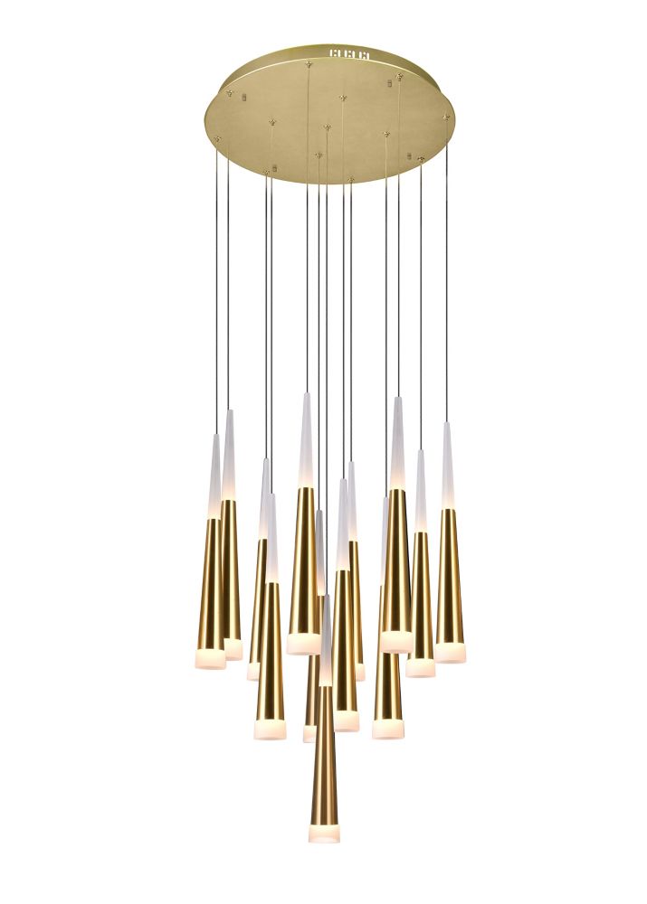 CWI Lighting 20 In LED Multi Light Pendant With Gold Leaf Finish The   P 1001609168 