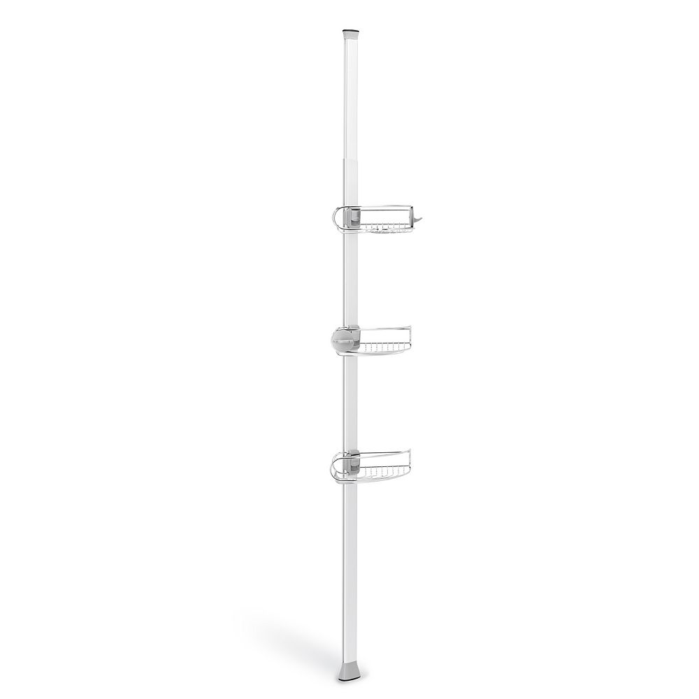 Simplehuman 8 ft. Tension Pole Shower Caddy, Stainless Steel and