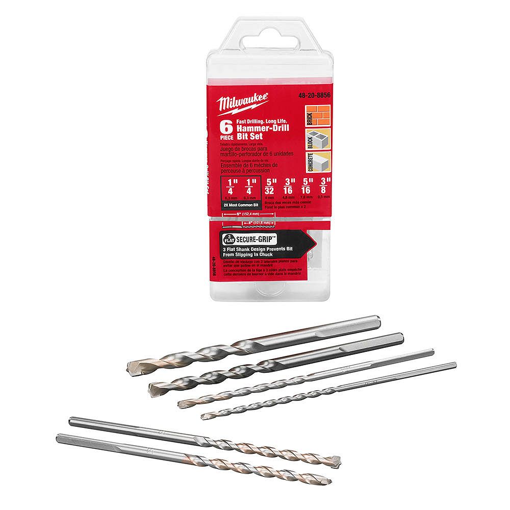 Milwaukee Tool Carbide Hammer Drill Bit Set (6Piece) The Home Depot