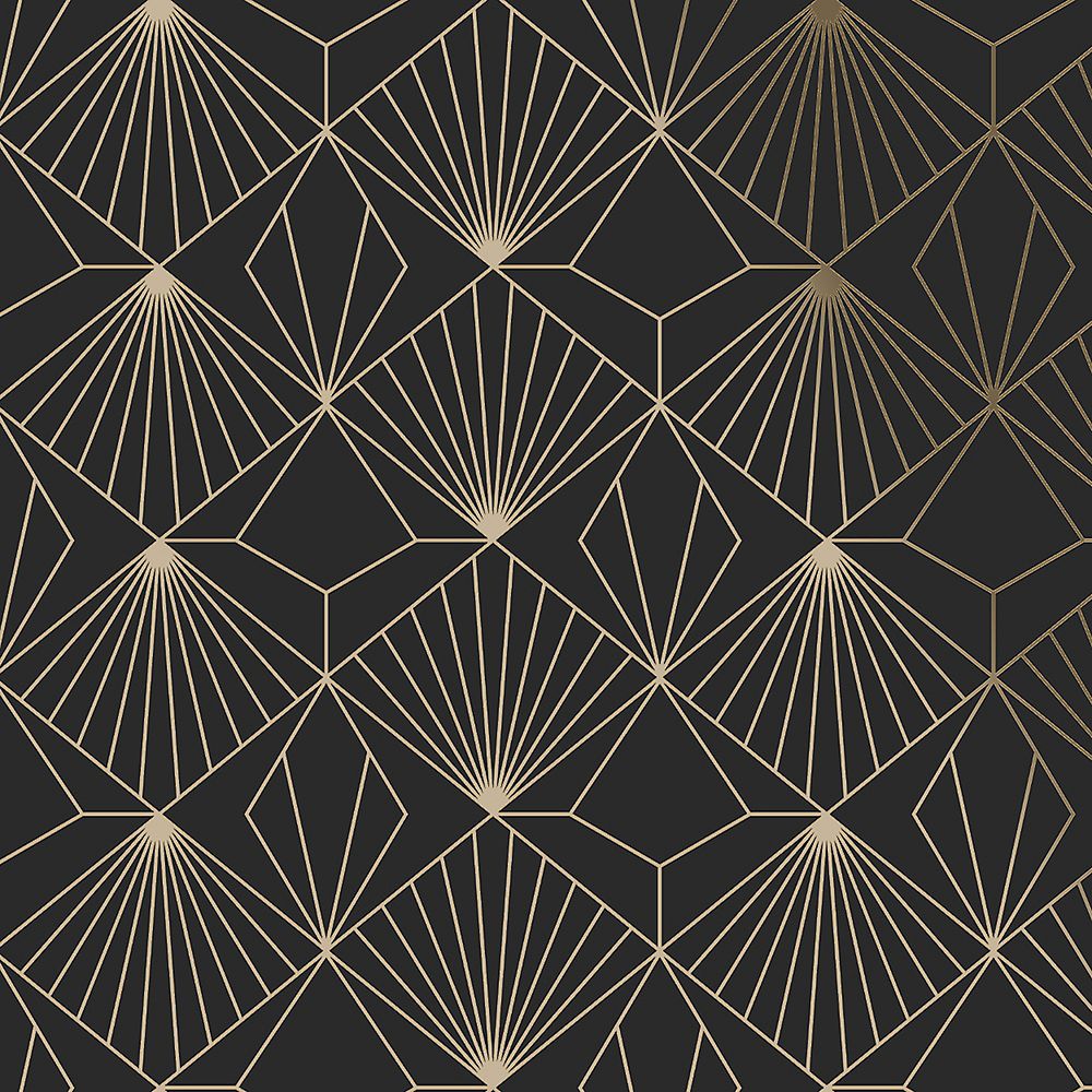Graham & Brown Wallcoverings Diamond Black and Gold Removable Wallpaper
