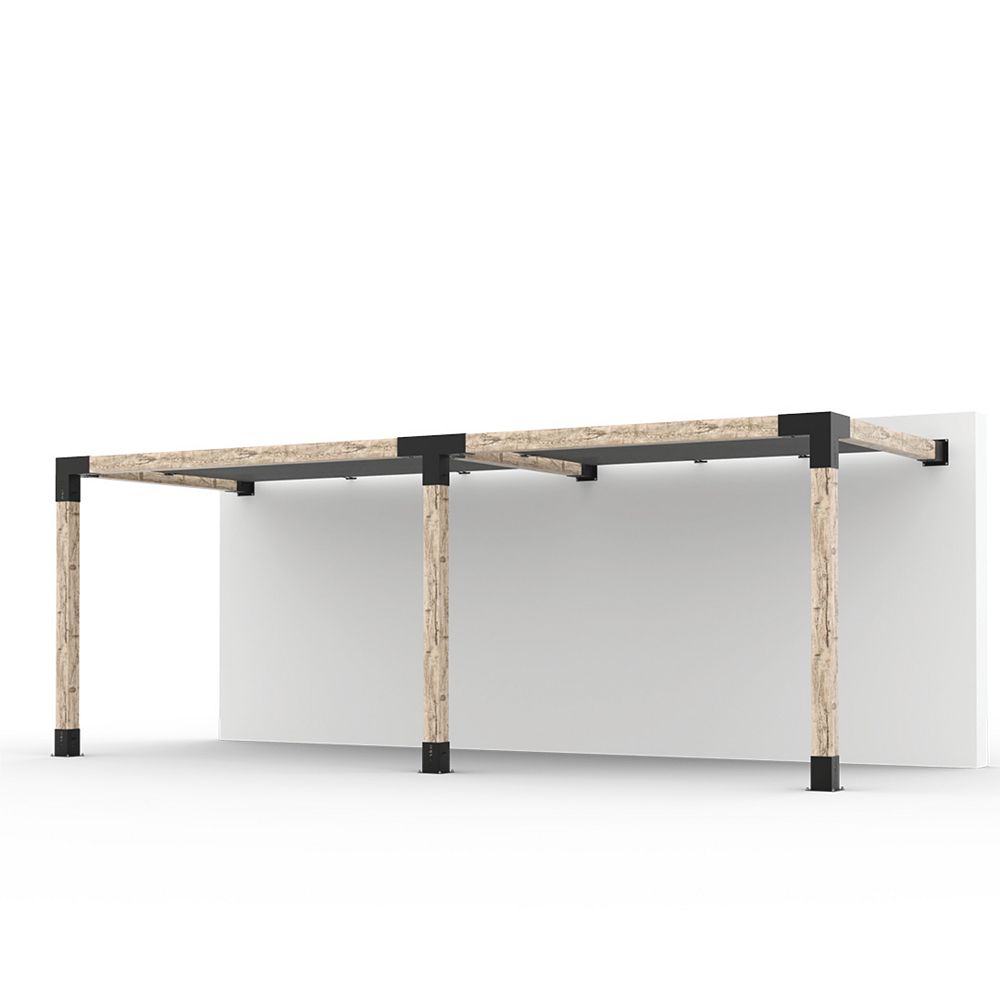 TOJA GRID Trousse de pergola double support mural 8 pi. x 22 pi. avec 2