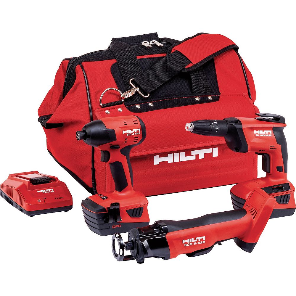 Hilti 22Volt LithiumIon 3 Tool Cordless Combo with Drywall Screw Gun