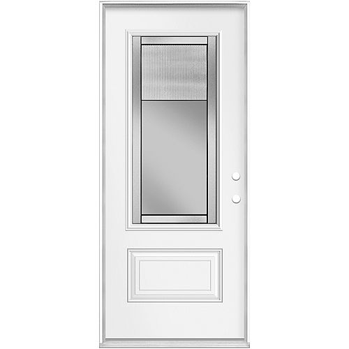 32-inch x 80-inch White Pacifica 3/4 Lite Painted Steel Prehung Front Door