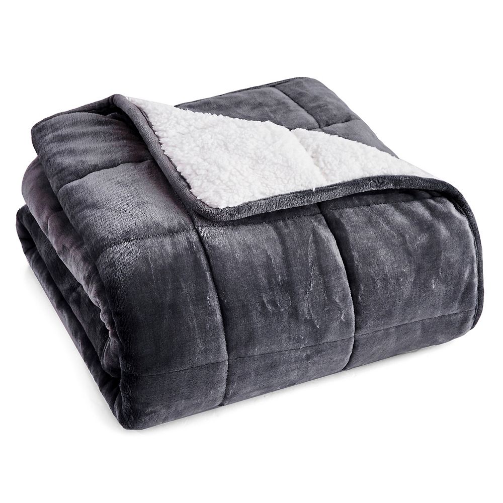 Rejuve Velvet Sherpa Weighted Throw Blanket for Kids 6 lbs Smokey