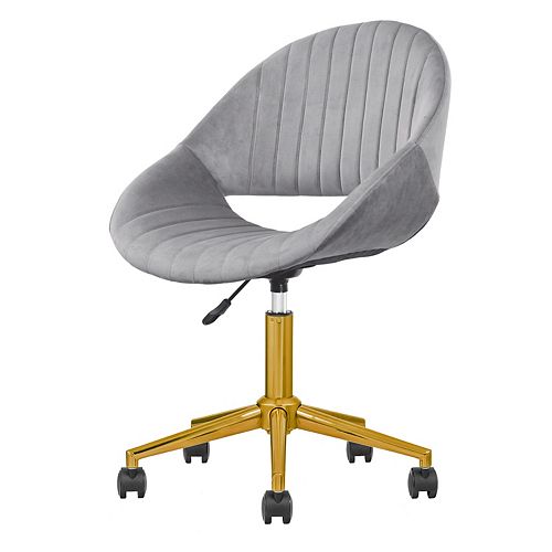 Golden-Grey Plush Velvet Office Chair