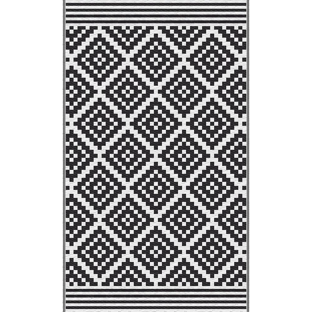 Multy Home Black and White Reversible 3 ft. x 5 ft. Outdoor Patio Rug