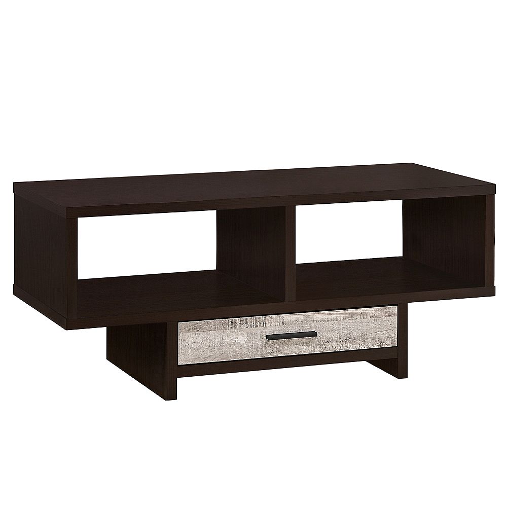 Monarch Specialties Coffee Table Espresso / Taupe Reclaimed WoodLook