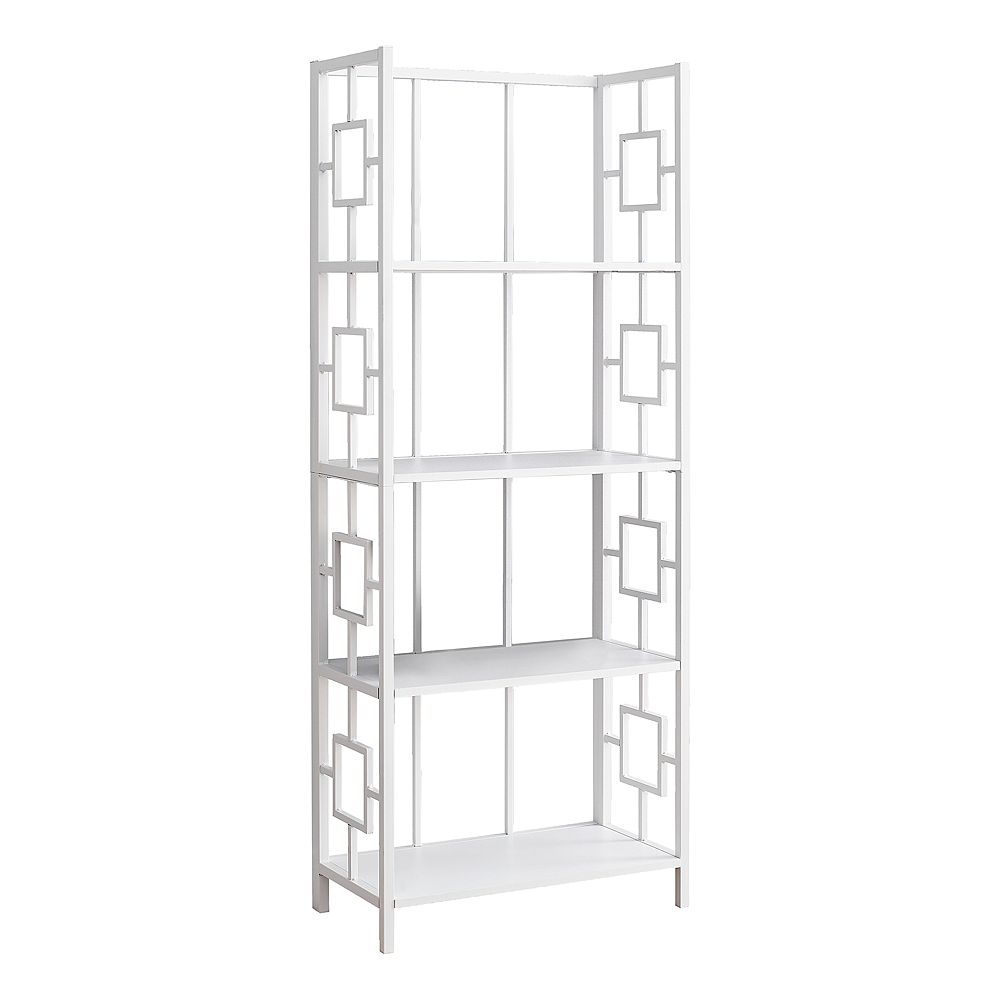 Monarch Specialties Bookcase 62 H, White Metal Bookcase