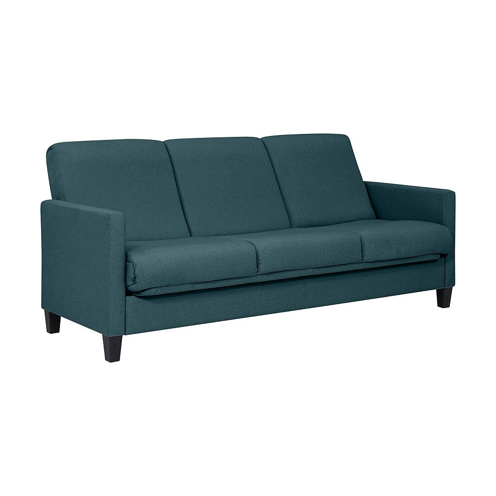 Handy Living Canapé-lit futon Convert-a-Couch Brescia en lin bleu