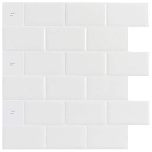 12-inch x 12-inch Peel and Stick Backsplash Matte White Wall Mosaic Tile(9 sq.ft/Case)