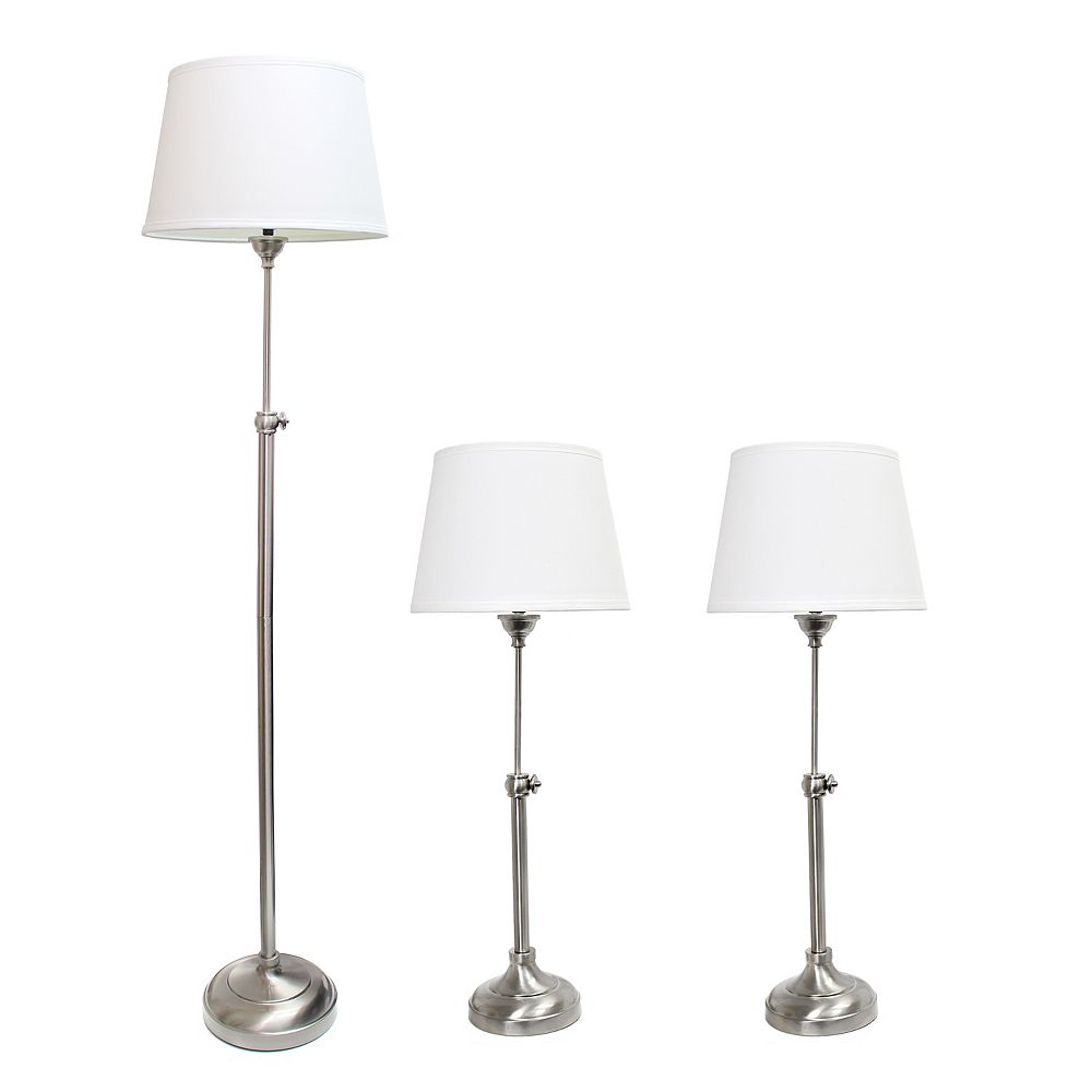 Table Lamps 1 Floor Lamp, Brushed Nickel Table Lamps Set Of 2