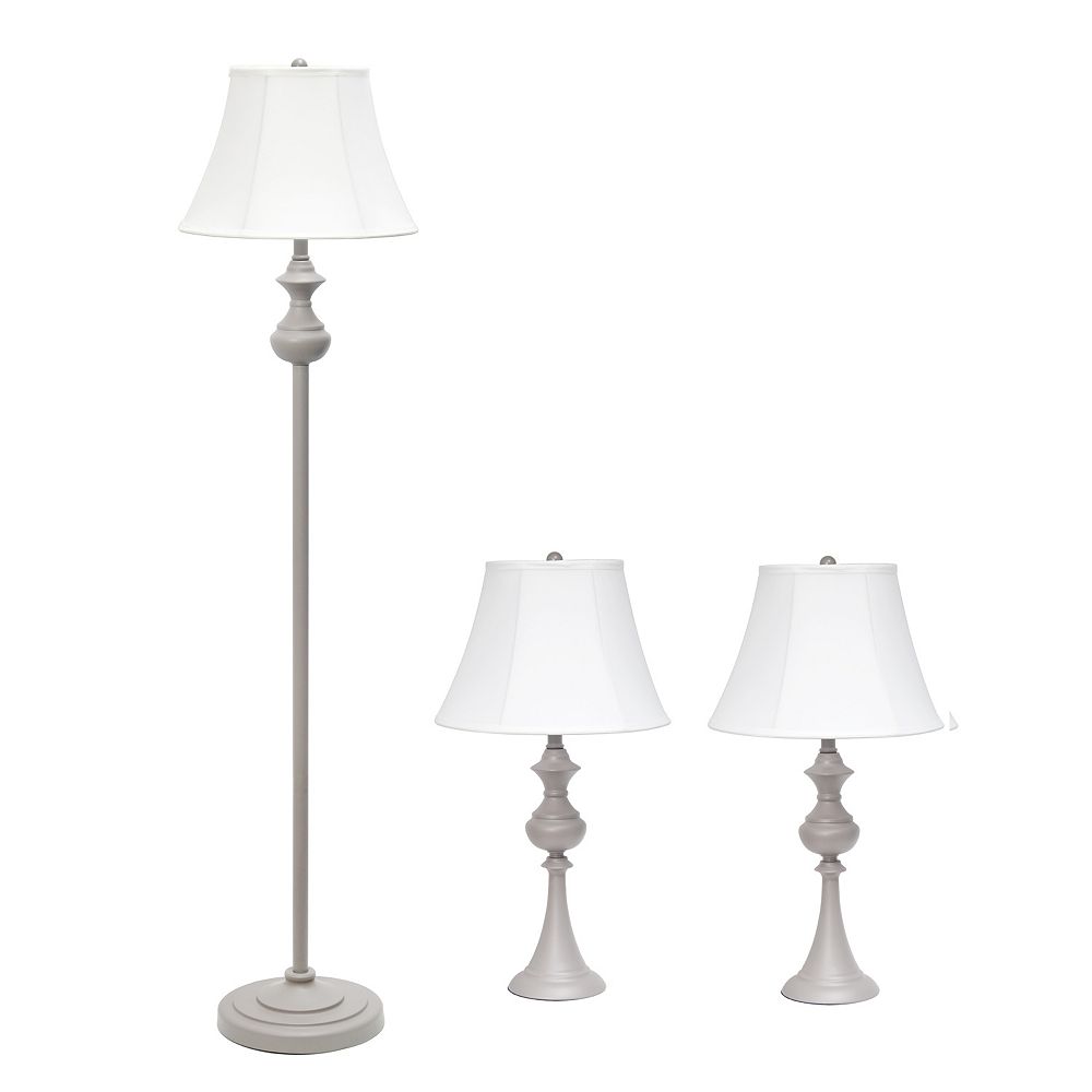 Elegant Designs Traditionally Crafted 3 Pack Lamp Set Gray The Home Depot Canada Elegant Designs Traditionally Crafted 3, Floor And Table Lamp Sets Canada