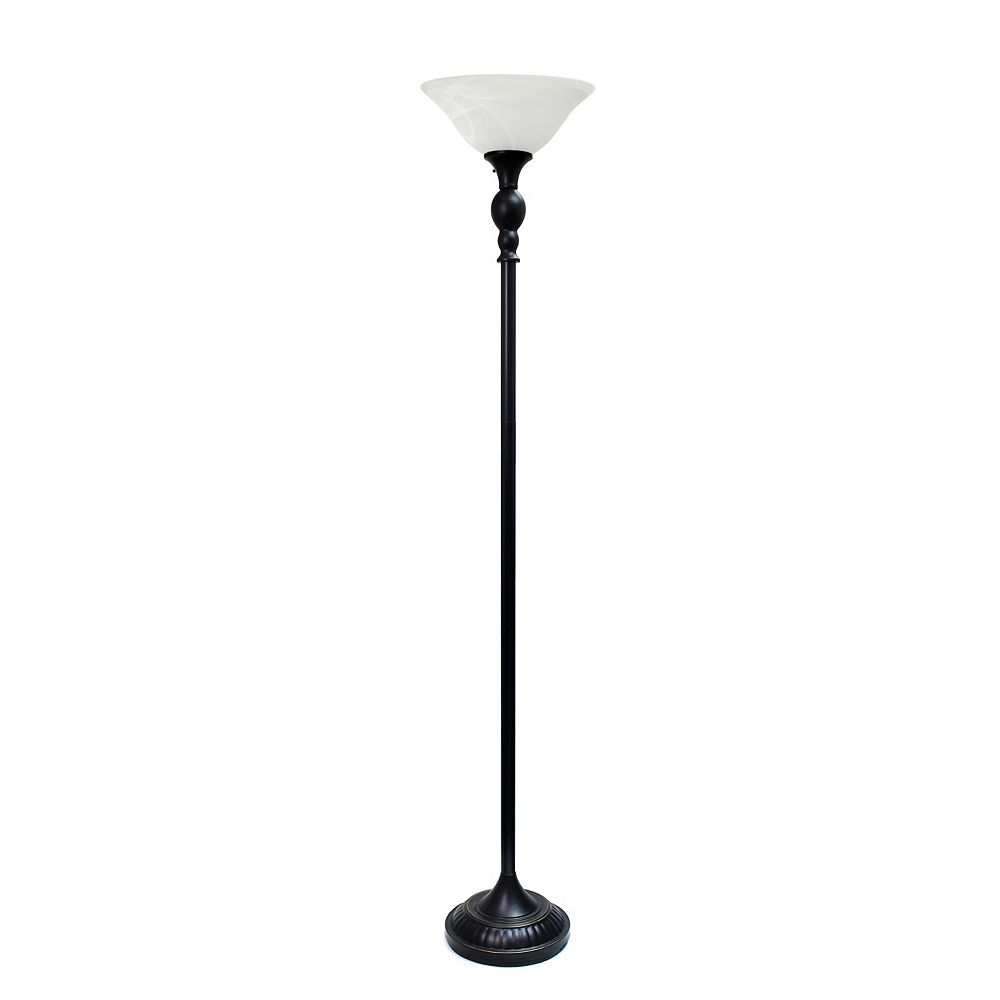 Elegant Designs 71 Inch 1 Light Restoration Bronze Floor Lamp With White Marbelized Glass The Home Depot Canada