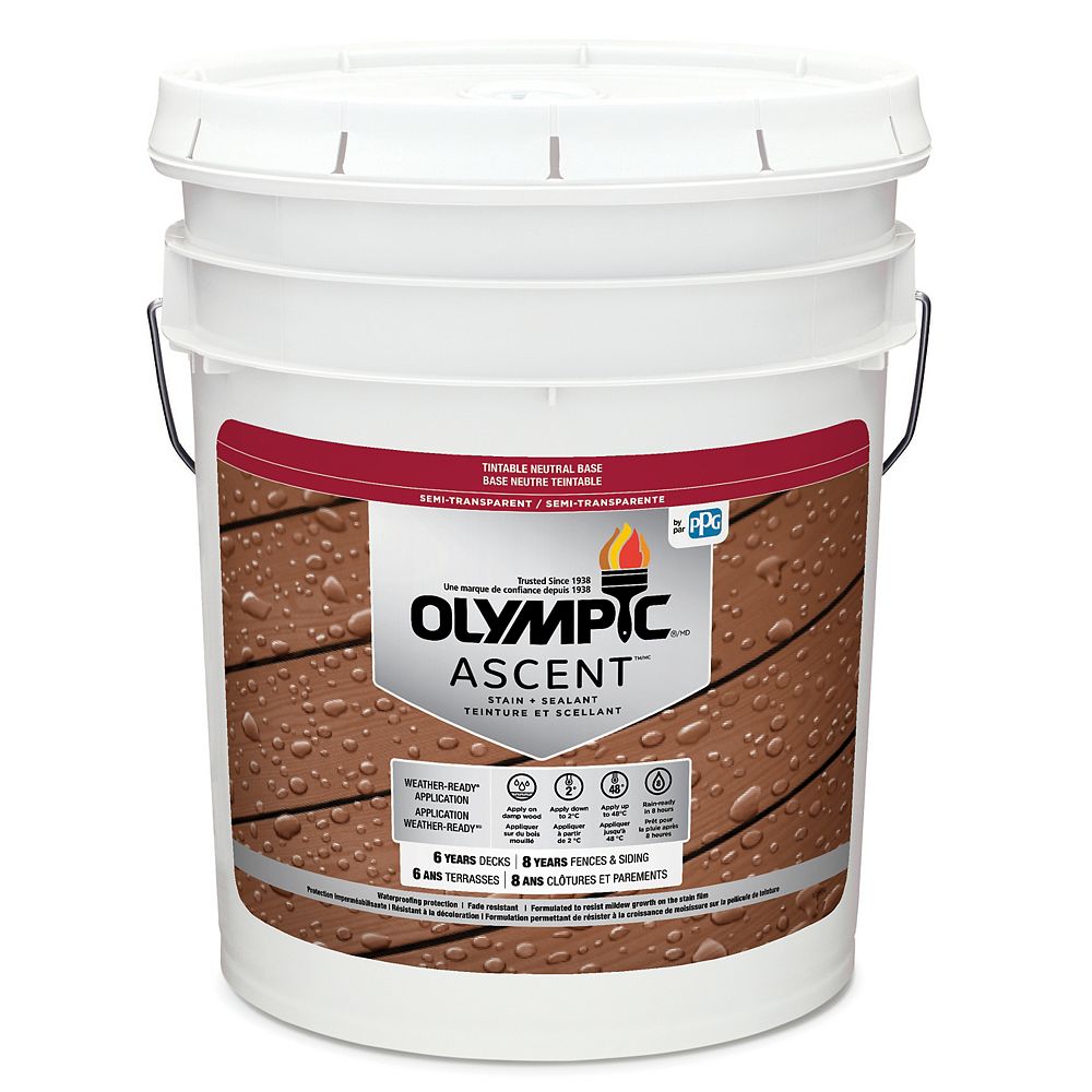 Olympic Ascent Semi-Transparent Stain plus Sealant Neutral Base 17.7L ...