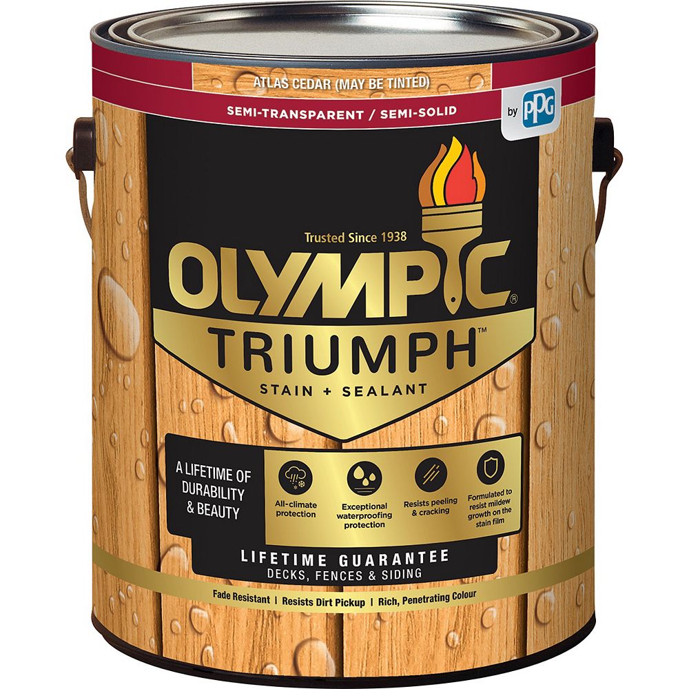 Olympic Triumph Semi-Transparent Semi-Solid Stain Plus Sealant in Atlas ...