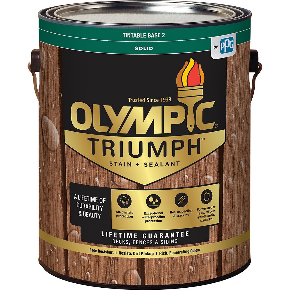 Olympic Triumph 3.37L Solid Stain Plus Sealant Base 2 The Home Depot