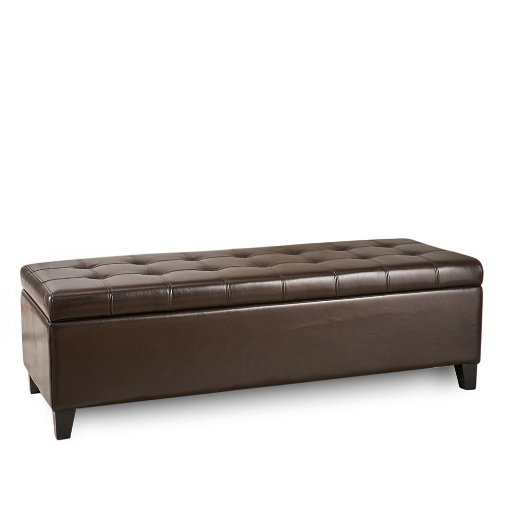 Great Deal Furniture Mission Brown, Leather Ottoman Storage Bench