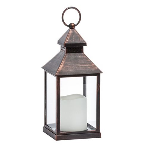 Essentials Flameless LED Candle Lantern - Antique Copper