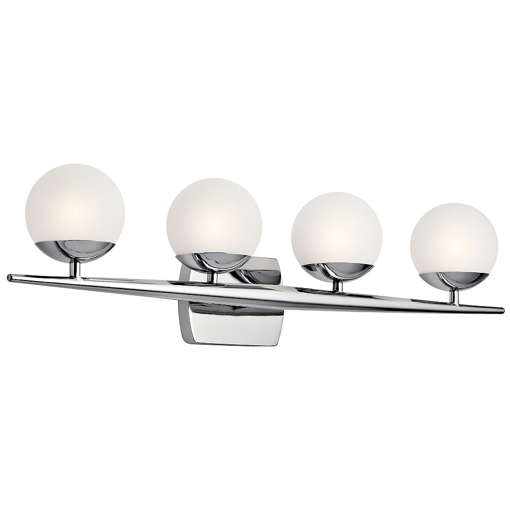 Kichler Jasper 4Light Chrome Vanity Light with Etched Glass Shade The Home Depot Canada