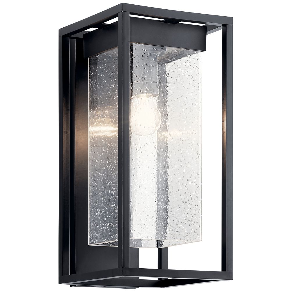 Kichler Mercer 18 75 Inch 1 Light Black, 1 Light Black 18 75 In Outdoor Wall Lantern Sconce With Seeded Glass
