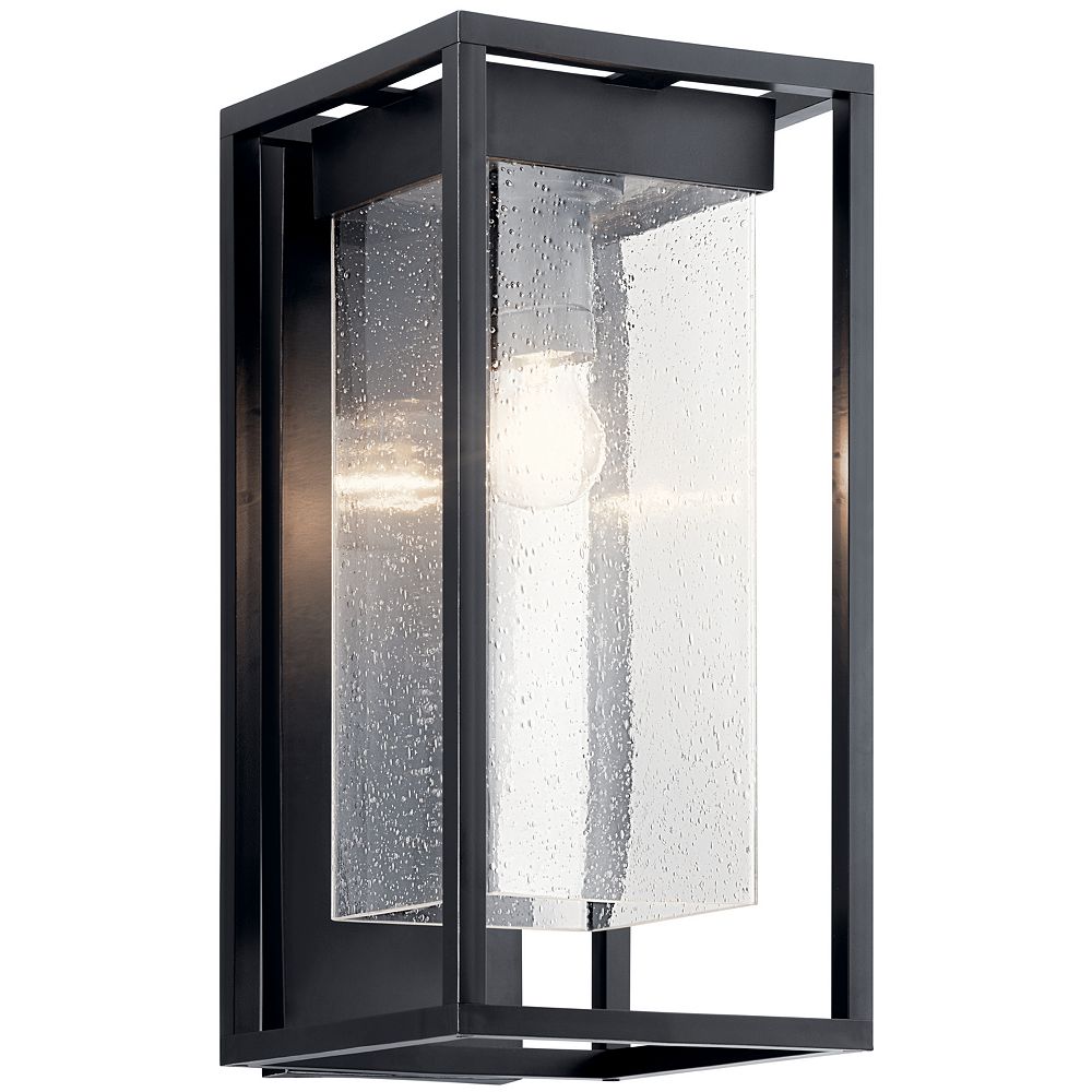 Kichler Mercer 18 75 Inch 1 Light Black Outdoor Sconce With Clear Seeded Glass The Home Depot Canada Kichler Mercer 18 75 Inch 1 Light Black, 1 Light Black 18 75 In Outdoor Wall Lantern Sconce With Seeded Glass