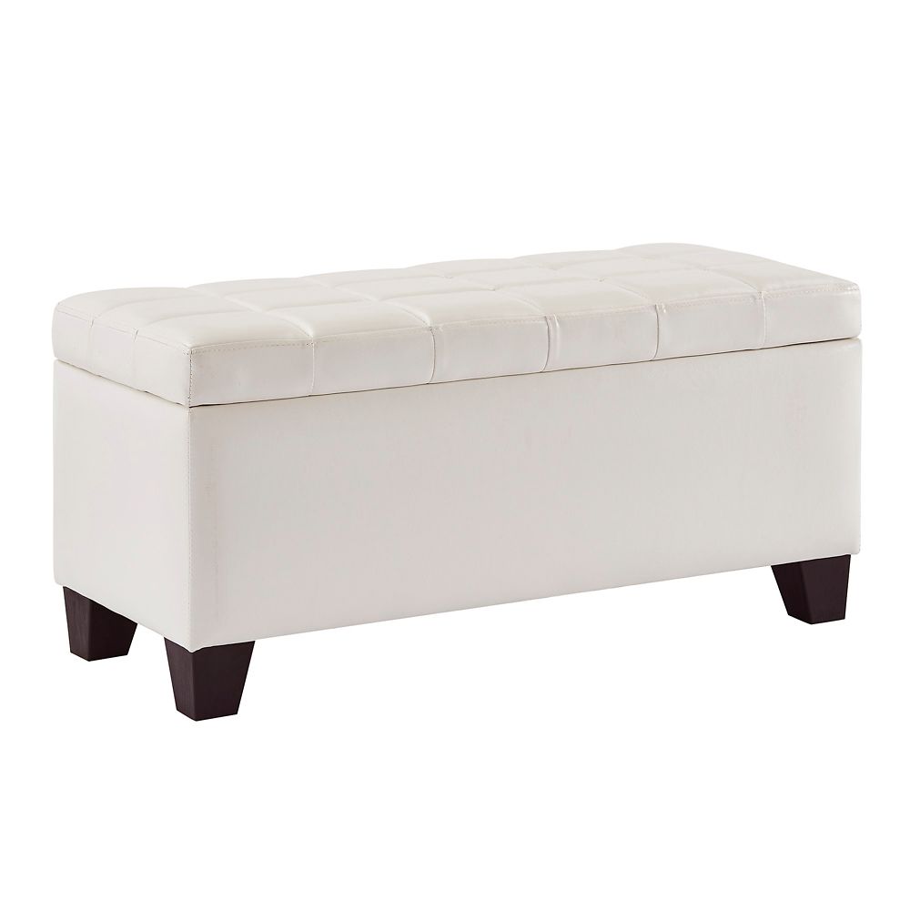 off white leather ottoman with storage