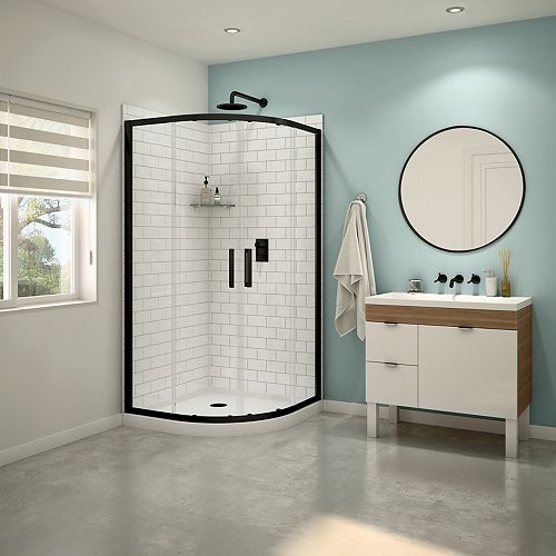 Matte Black Shower Stalls Kits, Maax Neo Round Shower Doors